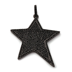 Черный Латунные микро проложить кубического циркония подвески, звезды прелести, стойки покрытие, прочное покрытие, без кадмия и без свинца, чёрные, 42x36x2.5 мм, отверстие : 3x5 мм
