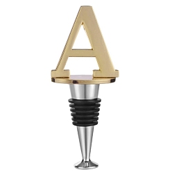 Letter A Silicone Wine Bottle Stoppers, with Zinc Alloy Findings, Cone and Letter, Golden, 106~107x40~42x25mm