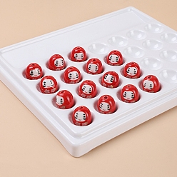 Красный Фарфоровые бусины ручной работы, яркие остекление, овальные, дхарма, красные, 16x15 мм