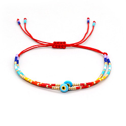 Разноцветный Миюки стеклянные бусины радужные сглаз регулируемые браслеты для женщин украшения в этническом стиле, красочный, 11 дюйм (28 см)