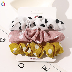 New Three-piece Set - Bubble Polka Dots (White, Pink and Turmeric) Super Fairy Cloth Large Intestine Circle Hair Rope Hair Accessories for Women.