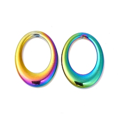 Rainbow Color Ion Plating(IP) 304 Stainless Steel Linking Rings, Oval, Rainbow Color, 26.5x19.5x2.7mm, Inner Diameter: 17x13mm