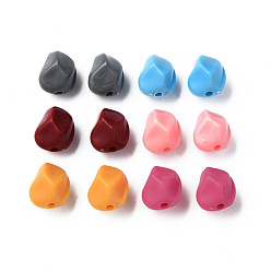 Mixed Color Opaque Acrylic Beads, Nuggets, Mixed Color, 16.5x15x13.5mm, Hole: 2.5mm, about 340pcs/500g