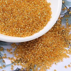 (RR7) Silverlined Light Orange Миюки круглые бусины рокайль, японский бисер, 11/0, (rr 7) серебристый светло-оранжевый, 11/0, 2x1.3 мм, отверстие : 0.8 мм, Около 1111 шт / 10 г