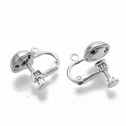 Платина Латунный винт на конвертере серьги, спиральный зажим для ушей, для не проколотых ушей, с петлей, без никеля , Реальная платина, 18~19x17x10.5 мм, отверстие : 1.6 мм