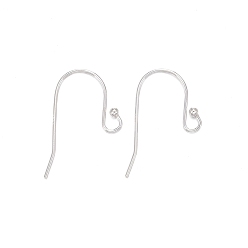 Silver 925 Sterling Silver Earring Hooks, with 925 Stamp, Silver, 20~21.5x11x1.5mm, 21 Gauge, Pin: 0.7mm