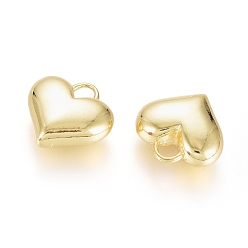 Настоящее золото 18K Латунные подвески, долговечный, сердце, реальный 18 k позолоченный, 16.5x17x6.5 мм, отверстие : 4x3.5 мм