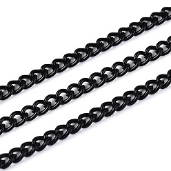 Черный Электрофорез железные скрученные цепи, несварные, с катушкой, ровный цвет, овальные, чёрные, 3x2.2x0.6 мм, около 328.08 футов (100 м) / рулон