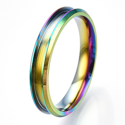 Rainbow Color 201 рифленое кольцо из нержавеющей стали для женщин, Радуга цветов, внутренний диаметр: 19 мм, широк: 4 мм
