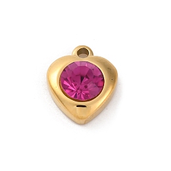 Роза 304 из нержавеющей стали горный хрусталь подвески, ионное покрытие (ip), реальный 14 k позолоченный, сердце прелести, роза, 14x12x6 мм, отверстие : 1.8 мм