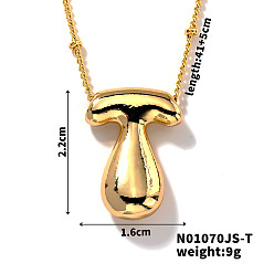 Letter T Простые и стильные латунные подвески в виде букв, спутниковые цепочки, ожерелья для женщин и мужчин, золотые, Письмо T, 16.14 дюйм (41 см)