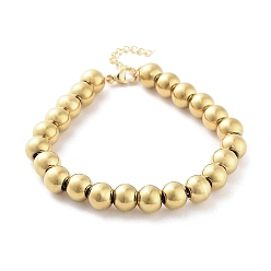 Golden 202 Stainless Steel Round Beaded Bracelets for Men Women, Golden, 6-3/4 inch(17cm)