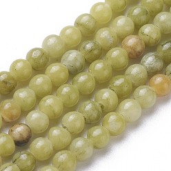 Green Jade Natural Chinese Jade Beads Strands, Round, 4mm, Hole: 1mm, about 90pcs/strand, 15.4 inch