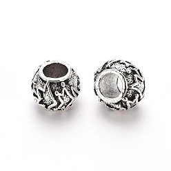 Antique Silver Tibetan Style Alloy European Beads Settings for Enamel, Large Hole Beads, Cadmium Free & Lead Free, Rondelle with Maple Leaf
, Antique Silver, 11x8.5mm, Hole: 5mm, about 330pcs/1000g