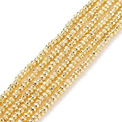 Golden Plated Electroplate Non-magnetic Synthetic Hematite Beads Strands, Grade AA, Long-Lasting Plated, Faceted, Rondelle, Golden Plated, 6x3mm, Hole: 1mm, about 142pcs/strand, 15.7 inch(40cm)