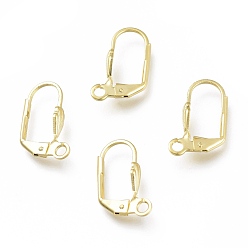 Real 24K Gold Plated Brass Leverback Earring Findings, with Loop, Real 24K Gold Plated, 16.5x11x2~4mm, Pin: 0.7mm, Hole: 1.8mm