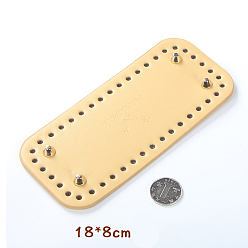 Moccasin PU Leahter Knitting Crochet Bags Bottom, Rectangle with Word Handmade, Bag Shaper Base Replacement Accessaries, Moccasin, 18x8cm, Hole: 5mm
