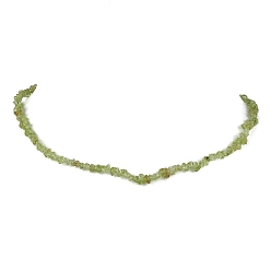 Peridot Natural Peridot Chip Beaded Necklace, Stainless Steel Color, 15.94~15.98 inch(40.5~40.6cm)