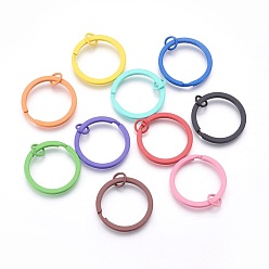 Mixed Color Spray Painted Iron Split Key Rings, Keychain Clasp Findings, Lead Free & Nickel Free, Mixed Color, 30x2mm, Inner Diameter: 24mm