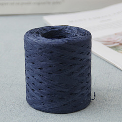 Midnight Blue Raffia Ribbon, Packing Paper String, Raffia Twine Paper Cords for Gift Wrapping and Weaving, Midnight Blue, 3~4mm, about 218.72 Yards(200m)/Roll