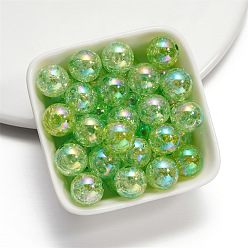 Green Baking Painted Crackle Glass Beads, Round, Green, 16mm, Hole: 2mm, 10pcs/bag