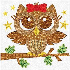 Owl DIY Diamond Painting Kits, Including Resin Rhinestones Bag, Diamond Sticky Pen, Tray Plate and Glue Clay, Owl, 400x300mm