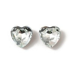 Свет Азора K 5 кабошоны из стеклянного страза, задние и задние, граненые, сердце, свет Azore, 8x8x4 мм