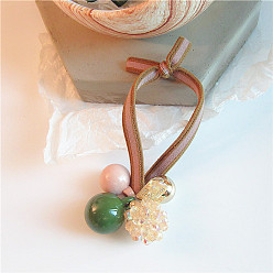 Big ball green Crystal Ball Hair Tie with Rhinestones, Metal and Minimalist Design for Women