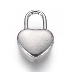 Stainless Steel Color 304 Stainless Steel Pendants, Heart Lock, Stainless Steel Color, 18x11.5x5.5mm, Hole: 6.5mm