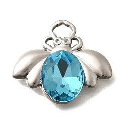 Синий Циркон 304 подвески из нержавеющей стали, со стразами, цвет нержавеющей стали, Пчелы, синий циркон, 17x19x4.5 мм, отверстие : 3.5x2 мм