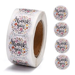 Colorful 1 Inch Thank You Stickers, Self-Adhesive Kraft Paper Gift Tag Stickers, Adhesive Labels, for Festival, Christmas, Holiday Presents, with Word Thank You, Colorful, Sticker: 25mm, 500pcs/roll