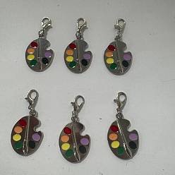 Платина 6шт палитра сплав эмаль подвески украшения, Сплав с застежками когтя омара, платина, 38 мм