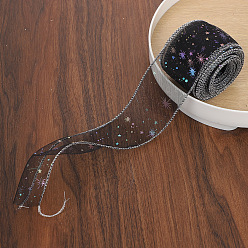 Черный Ленты сетки деко полиэстера, звезда картины, тюль ткань, Модная катушка из тюля для изготовления юбок, чёрные, 2-1/8 дюйм (55 мм)