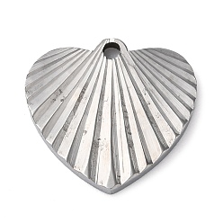 Stainless Steel Color 304 Stainless Steel Pendants, Heart Charm, Stainless Steel Color, 17x18x2mm, Hole: 1.6mm