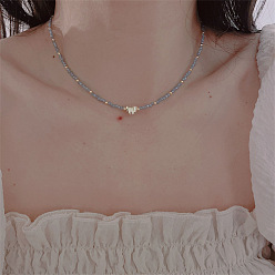  Spring and summer and fine-cut crystal beaded necklace vintage Mori French drop zircon pendant clavicle chain