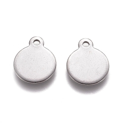 Stainless Steel Color 304 Stainless Steel Charms, Stamping Blank Tag, Flat Round, Stainless Steel Color, 12.5x10x0.9mm, Hole: 1.4mm