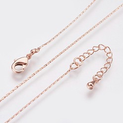 Real Rose Gold Plated Long-Lasting Plated Brass Coreana Chain Necklaces, with Lobster Claw Clasp, Nickel Free, Real Rose Gold Plated, 18.1 inch (46cm), 0.7mm