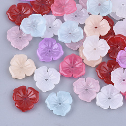 Mixed Color Resin Bead Caps, 3-Petal, Flower, Mixed Color, 11.5x11.5x2.5mm, Hole: 1mm