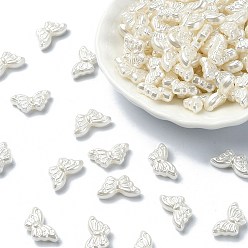 Mariposa Cuentas de perlas de imitación de plástico abs, fantasma blanco, mariposa, 8x15x4.5 mm, agujero: 1.2 mm
