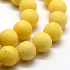 Gold Frosted Natural Malaysia Jade Round Beads Strands, Dyed, Gold, 8mm, Hole: 1mm, about 48pcs/strand, 15.7 inch