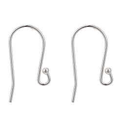 Silver 925 Sterling Silver Earring Hooks, Silver, 25x15mm, Hole: 2mm, 20 Gauge, Pin: 0.8mm