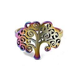Rainbow Color Ионное покрытие (ip) 201 кольцо из нержавеющей стали дерево жизни для женщин, Радуга цветов, размер США 6 (16.5 мм)