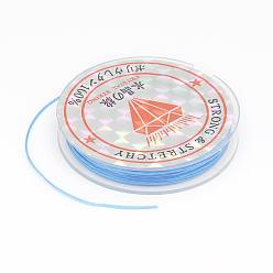 Sky Blue Flat Elastic Crystal String, String Cord Crystal Threads, Sky Blue, 0.8mm, about 10.93 yards(10m)/roll