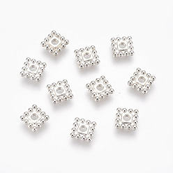 Platinum Tibetan Style Spacer Beads, Lead Free & Cadmium Free, Square, Platinum, 7x7x2mm, Hole: 2mm