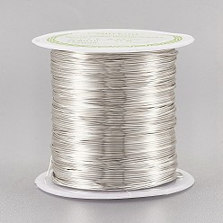 Silver Round Copper Wire Copper Beading Wire for Jewelry Making, Long-Lasting Plated, Silver, 26 Gauge, 0.4mm, about 124.67 Feet(38m)/roll