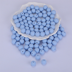 Светло-Голубой Круглые силиконовые фокусные бусины, жевательные бусины для чайников, DIY уход за ожерельем, Небесно-голубой, 15 мм, отверстие : 2 мм