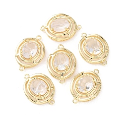 Прозрачный Подвески из латуни со стеклянным креплением, овальные связи, золотые, прозрачные, 23x16x7 мм, отверстие : 1.4 мм