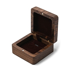 Coconut Brown Wooden Necklace Storage Boxes, with Magnetic Flip Cover & Velvet Inside, Square, Coconut Brown, 6.8x6.8x3cm