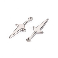Stainless Steel Color 304 Stainless Steel Pendants, Dagger, Stainless Steel Color, 20x7.5x2mm, Hole: 1mm