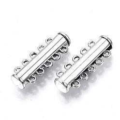 Платина 5-пряди латунные магнитного слайд замок застежки, 10-луночное, трубка, платина, 28.5x10.5x6.5 мм, отверстие : 1.5 мм